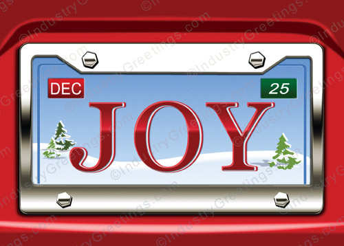 JOY License Plate Holiday Card