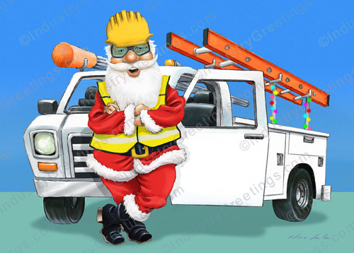 Santa Service Truck Christmas Card