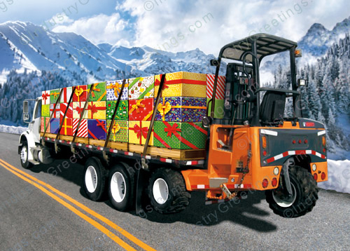 Flatbed Delivery Christmas Card