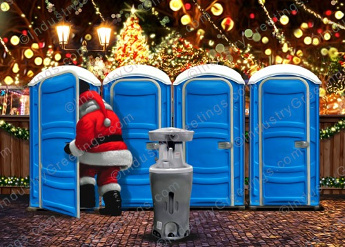 Blue Restrooms Christmas Card