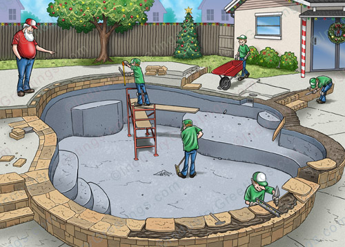 Pool Construction Christmas Card