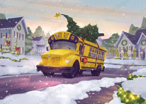 School Bus Company Holiday Card 