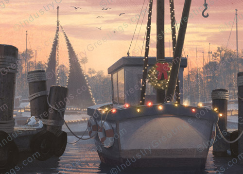 Add Your Logo Boat Christmas Card