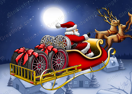 New Tire Sleigh Christmas Card