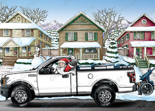 Pool Service Truck Holiday Card