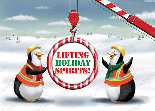 Construction Crane Christmas Card