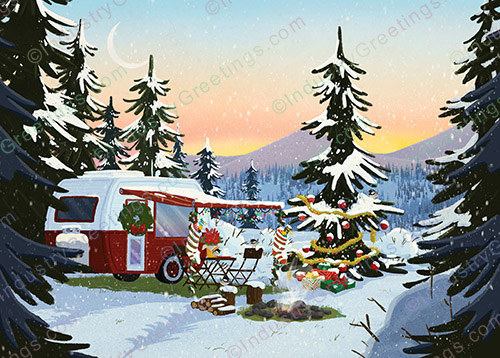 Retro Trailer Christmas Card