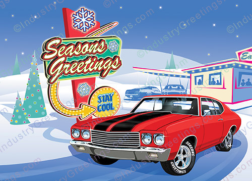 Muscle Car Christmas Card