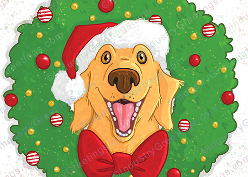 Dog in Santa Hat Christmas Card