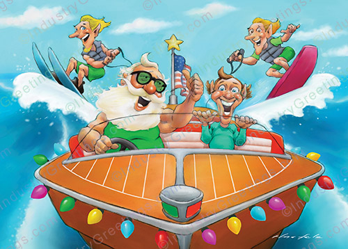 Ski Boat Christmas Card