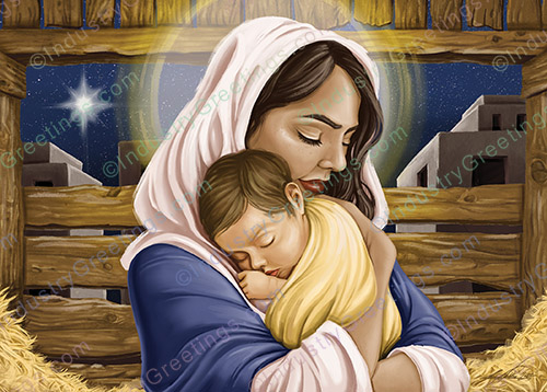 Baby Jesus and Mary Christmas Card