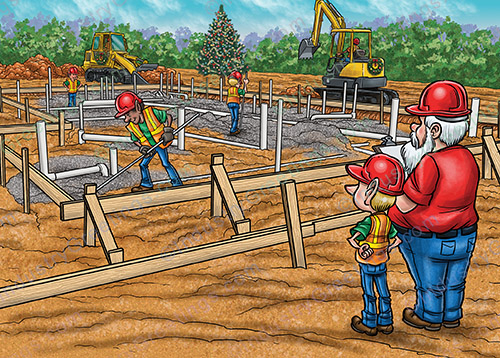 Construction Site Christmas Card
