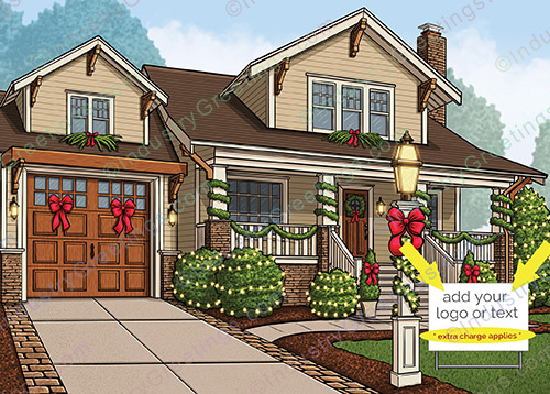 Home with Yard Sign Christmas Card