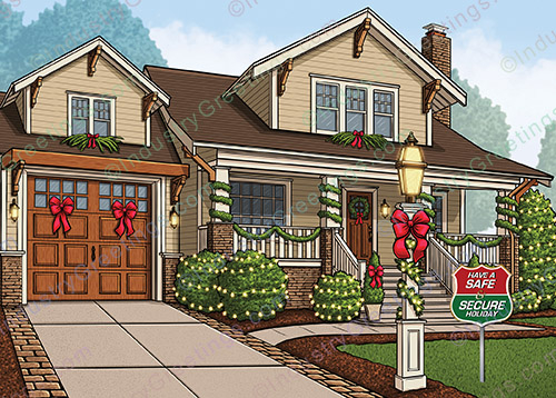 House Alarm Sign Christmas Card