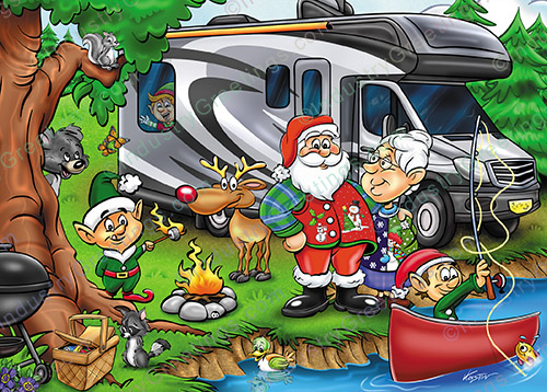 Santa RV Camping Christmas Card