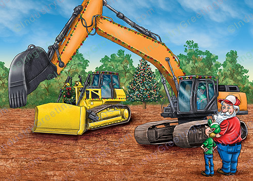 Construction Equipment Christmas Card