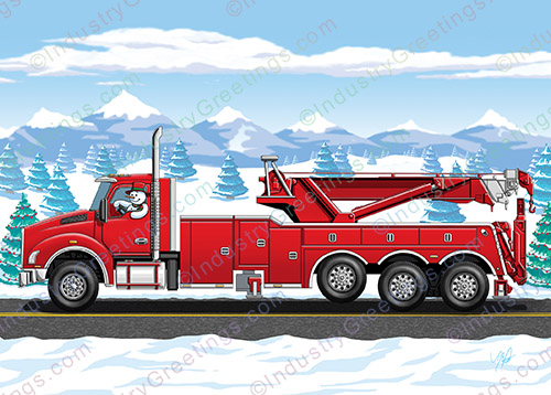 Semi Truck Towing Christmas Card