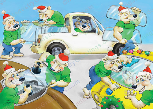 Auto Glass Gift Christmas Card