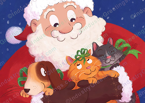 Dog in Santa Hat Christmas Card