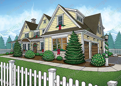 Decorated House Christmas Card