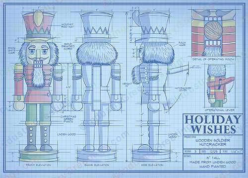 Nutcracker Blueprint Christmas Card