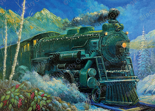 Steam Locomotive Christmas Card
