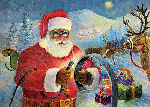 Santa Welder Christmas Card