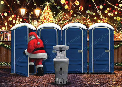 Dark Blue Restrooms Christmas Card