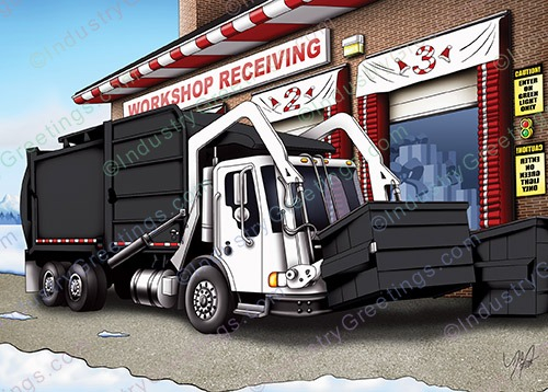 Black Trash Truck Christmas Card