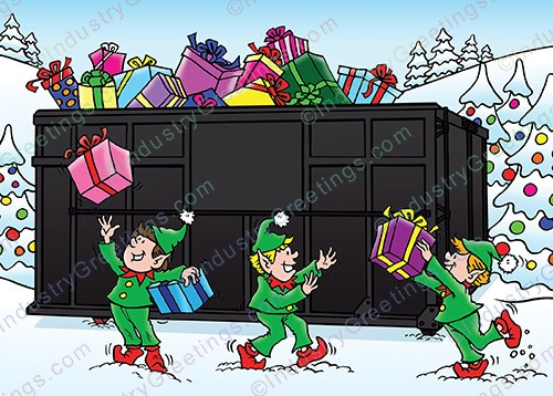 Black Roll Off Container Christmas Card