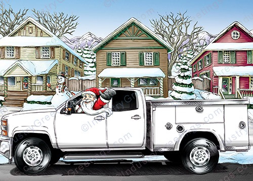 Service Truck Santa Christmas Card