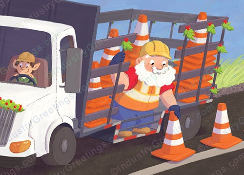 Pattern Cone Truck Christmas Card