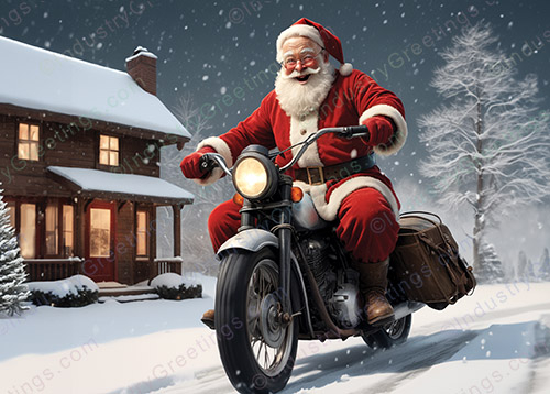Vintage Motorcycle Christmas Card