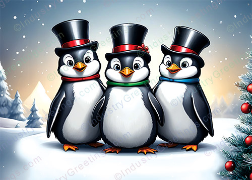 Teamwork Penguins Christmas Card
