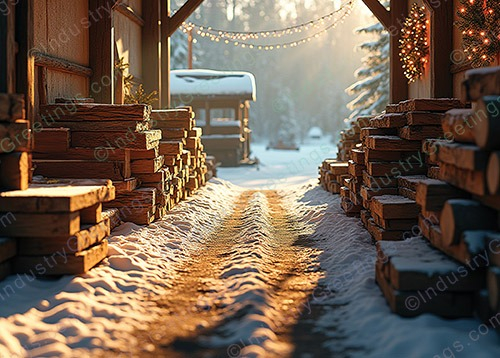 Festive Woodshed Christmas Card