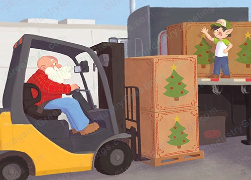 Lift Truck Flatbed Christmas Card