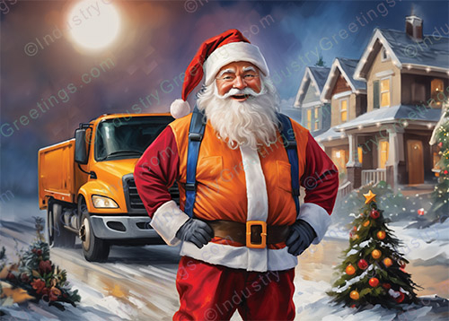 Santa Dump Truck Christmas Card