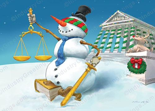 Snowman Justice Christmas Card