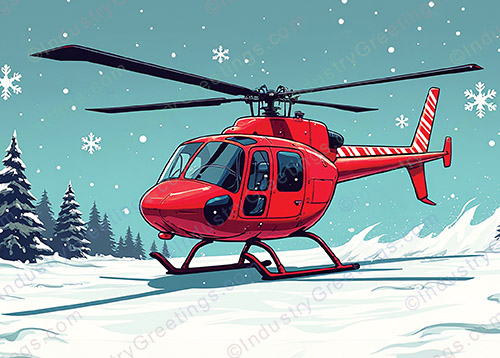 Helicopter Sleigh Christmas Card