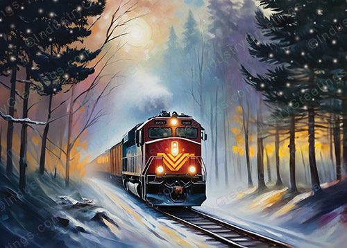Steam Locomotive Christmas Card