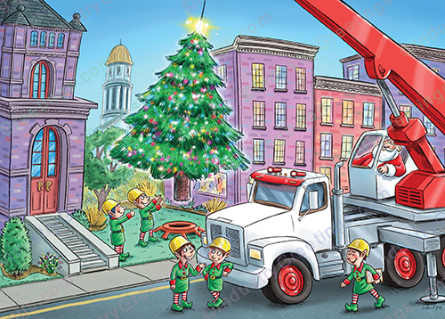 Boom Truck Crane Christmas Card