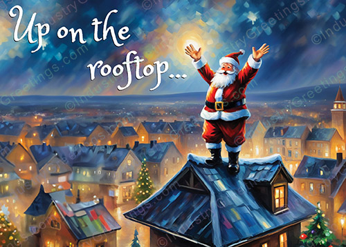 Up on the Rooftop Christmas Card