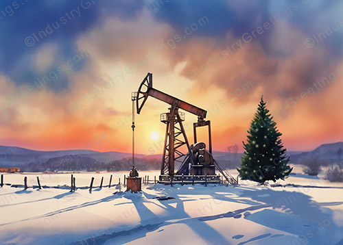 Oilfield Production Christmas Card