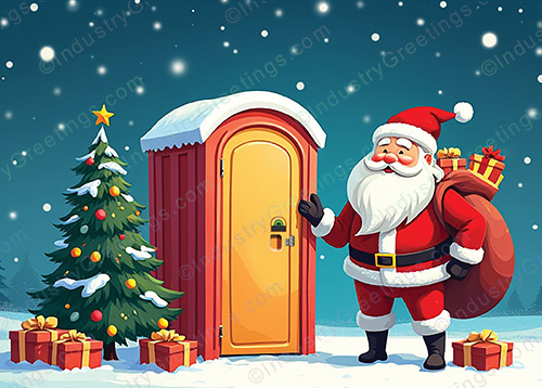 Santa Portable Toilet Christmas Card