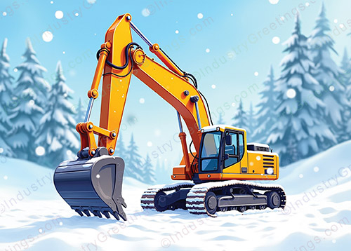 Excavator Christmas Card