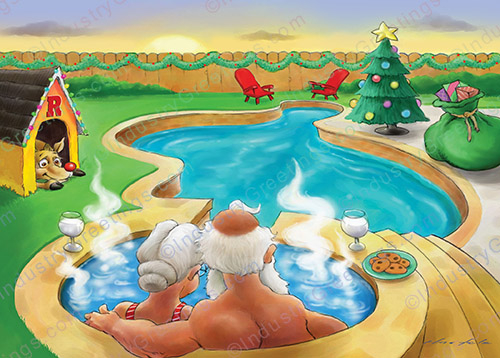 Backyard Pool Christmas Card