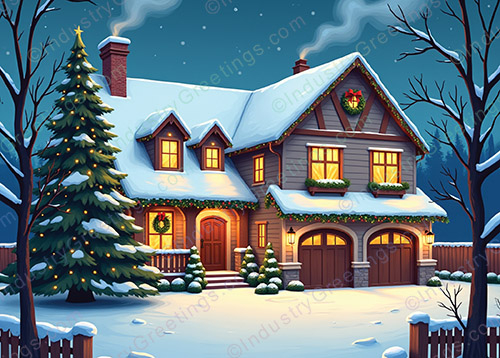 Neighborhood Home Christmas Card