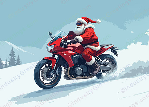 Santa Sport Motorcycle Christmas Card