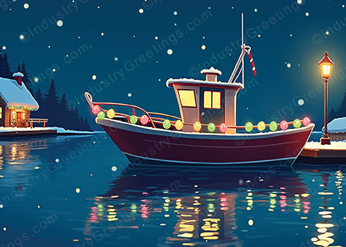 Harbor Lights Christmas Card