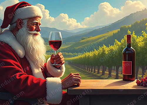 Santa Vineyard Christmas Card